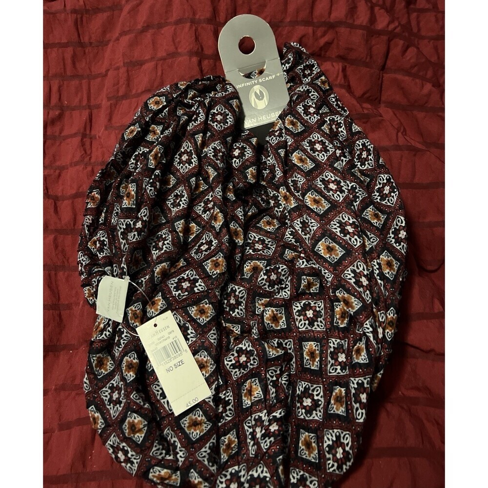 Van Heusen Infinity Scarf New w Tags Red Blue Flowers 🌺 Business Casual
